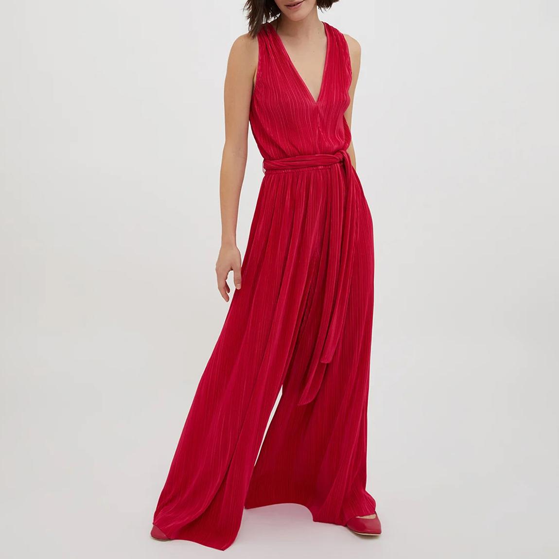 Hot Pink Terzina Pleated Jumpsuit main product photo