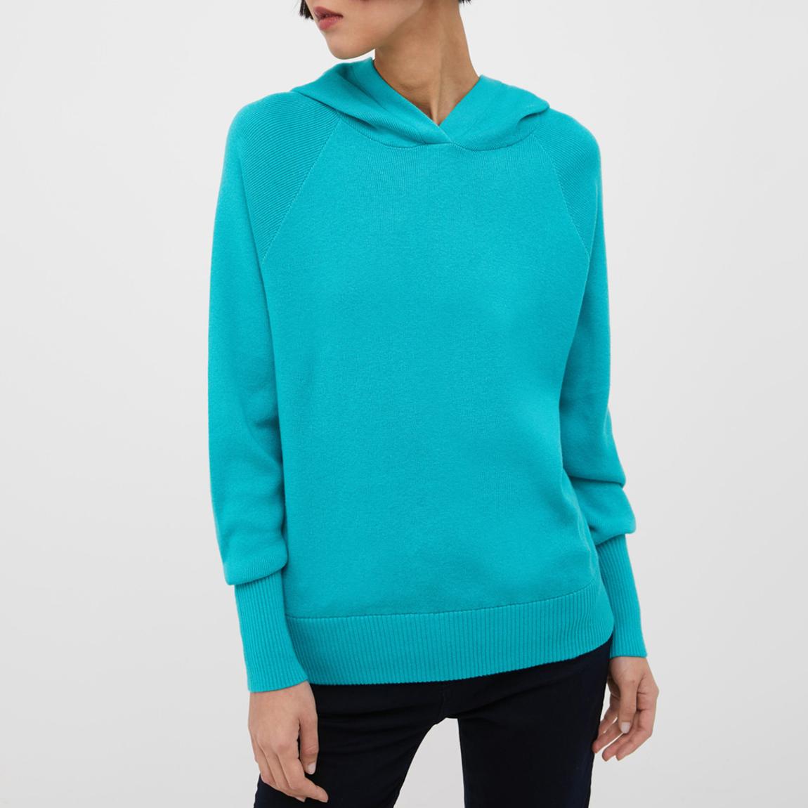Cyan Cashmere Blend Ribbed Detail Hoodie main product photo