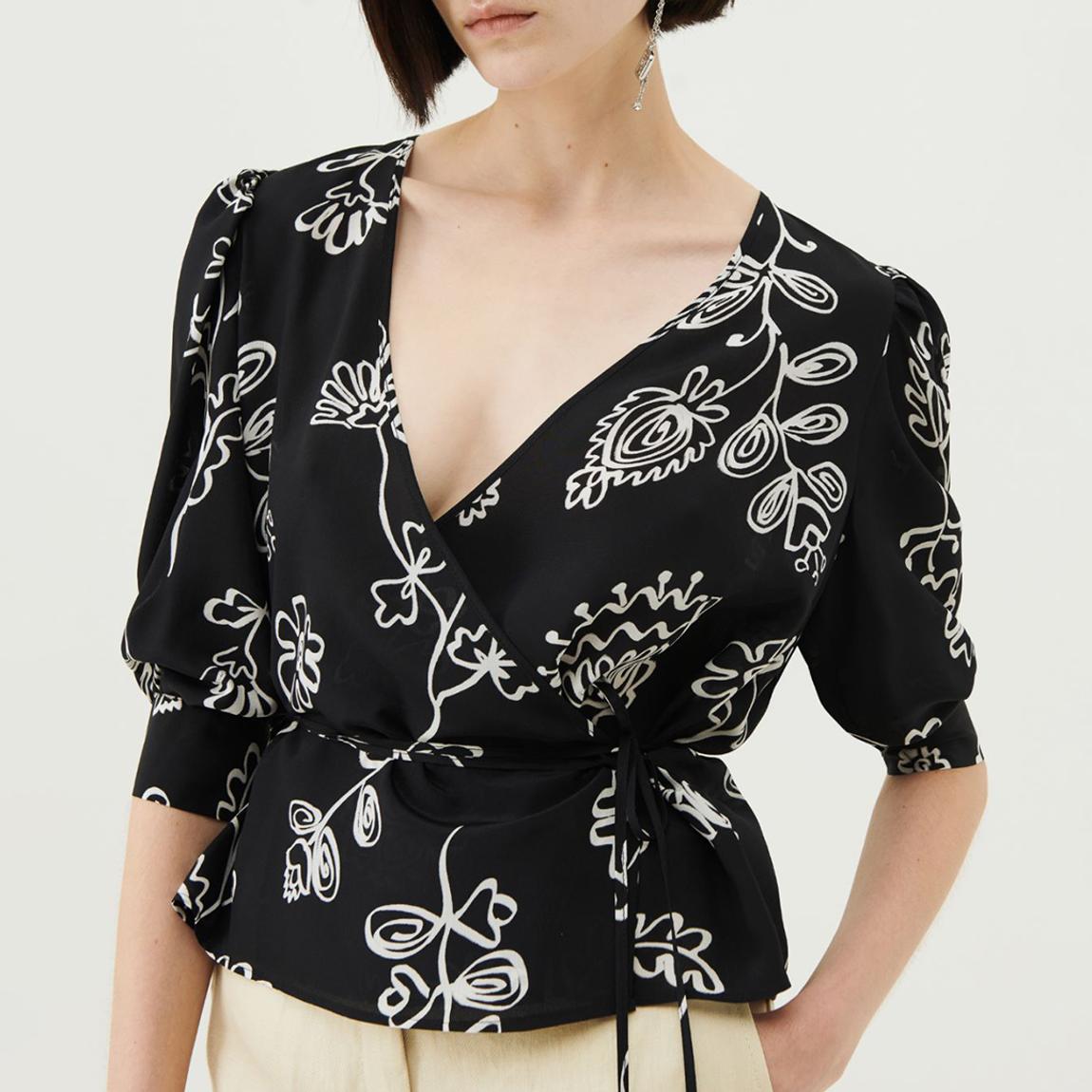 Black Badesse Printed Silk Blouse main product photo