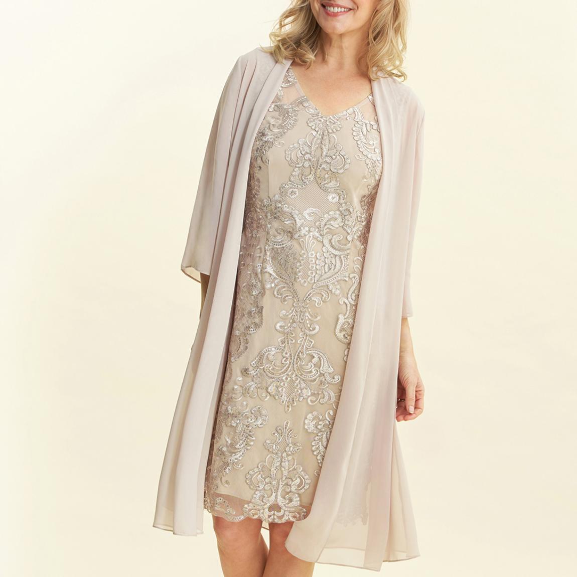 Beige Joss Short Embroidered Dress main product photo