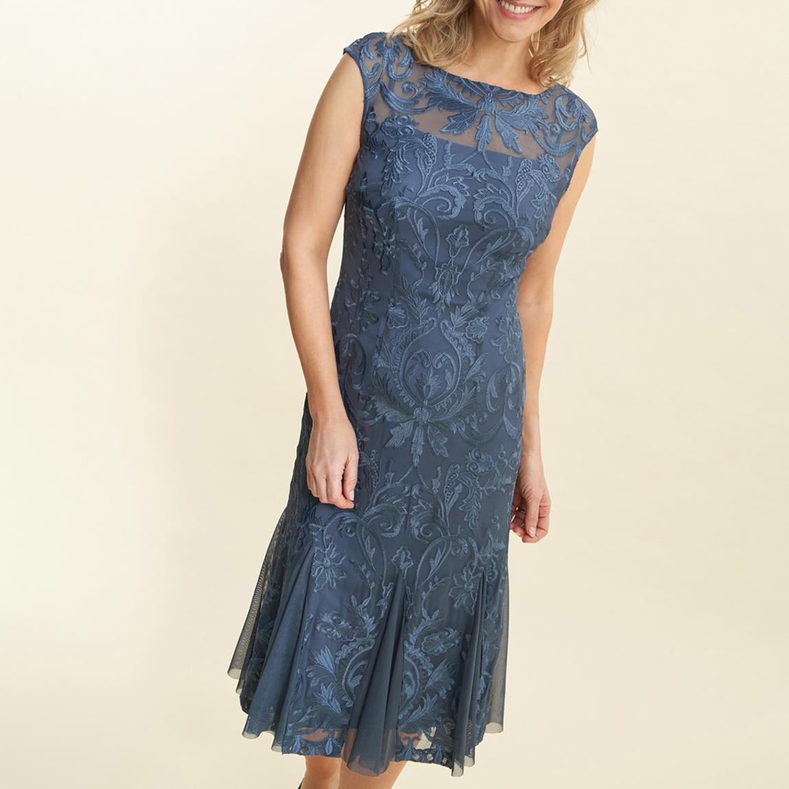 Blue Rosia Brocade Midi Cocktail Dress main product photo