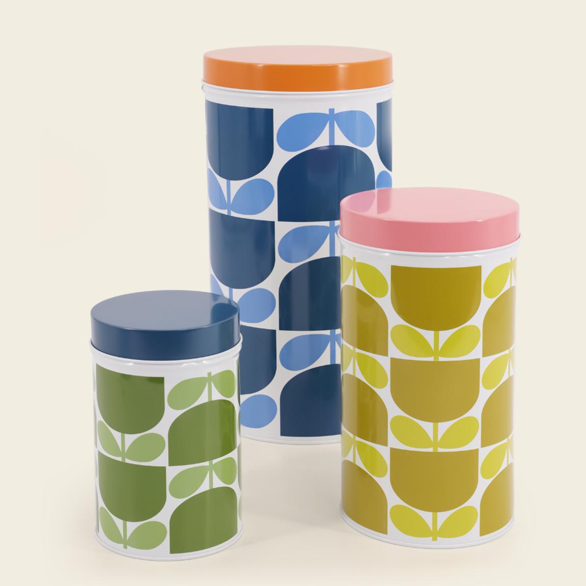 Set of 3 Nesting Storage Tins - Block Flower main product photo