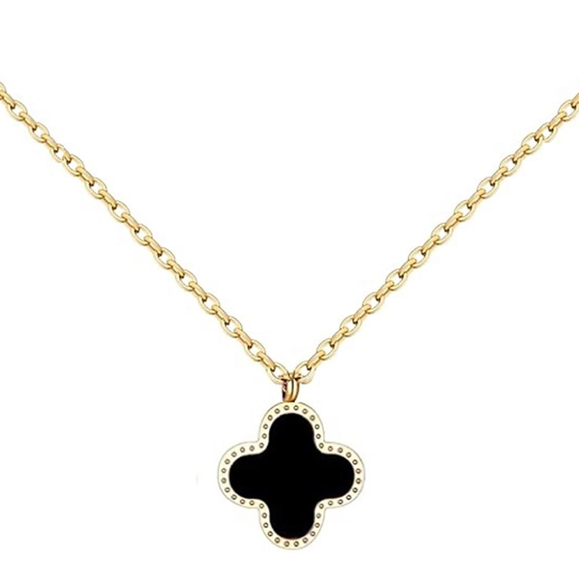 18K Gold Black & White Reversible Pendant Necklace main product photo