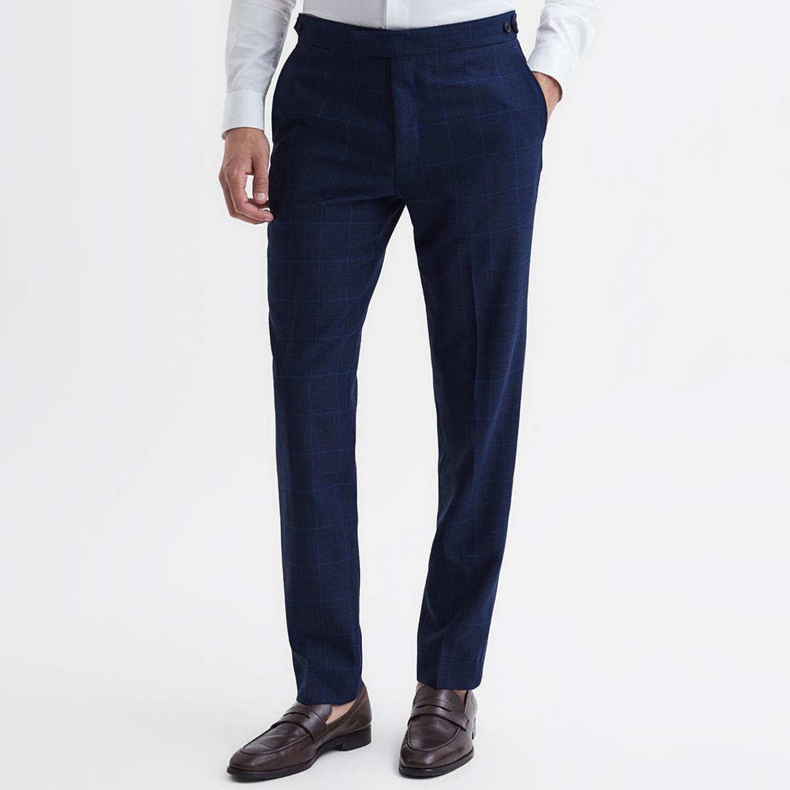 Navy Royce Straight Leg Wool Trousers main product photo