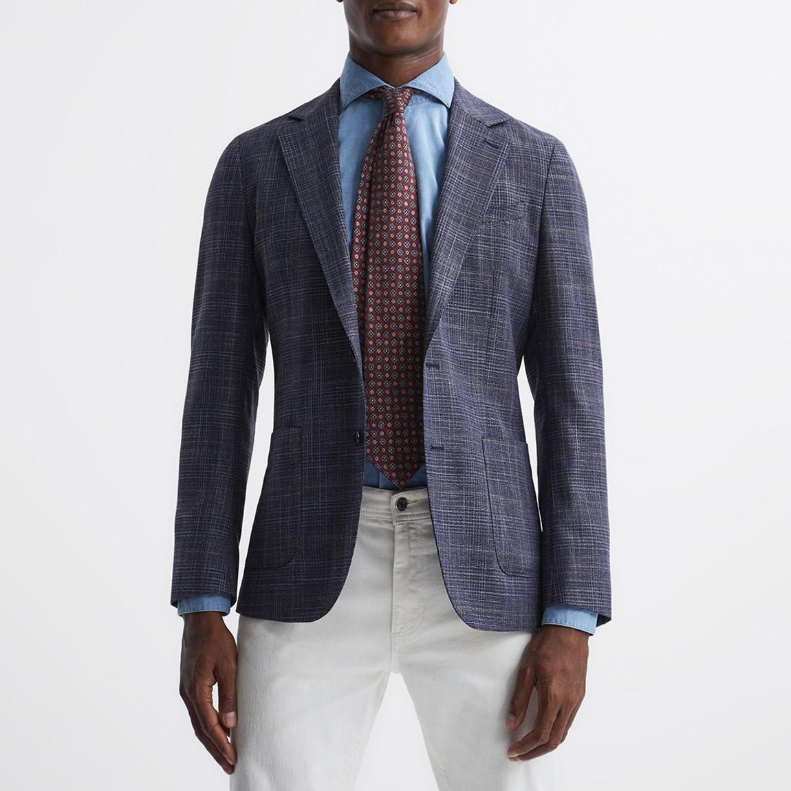 Navy Belvedere Texture Wool Blend Blazer main product photo