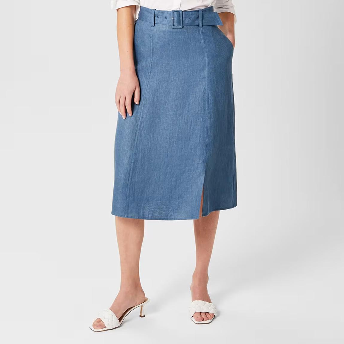 Blue Justine Linen Skirt main product photo