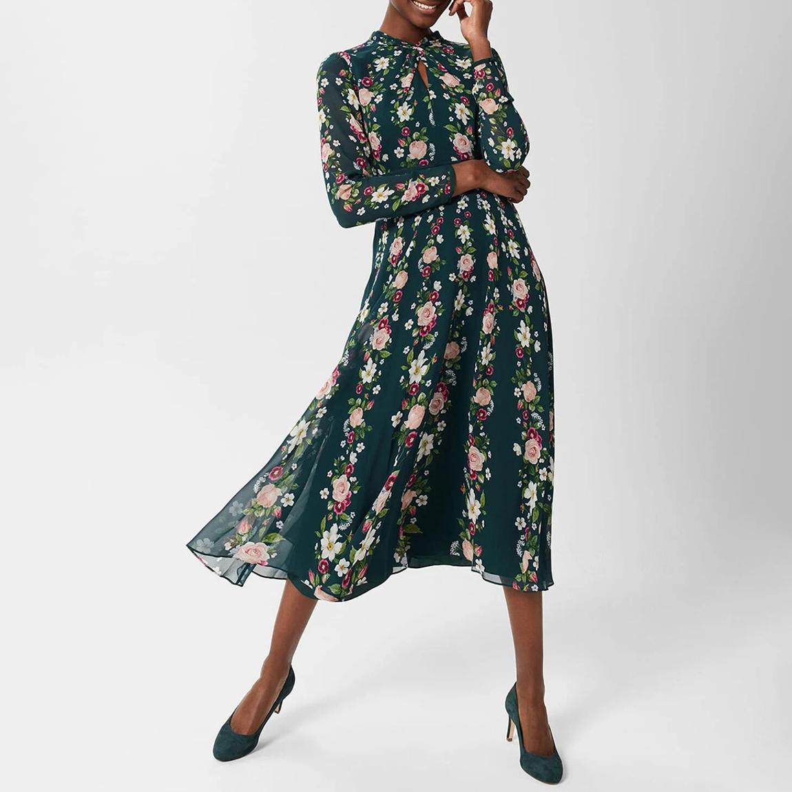 Green Helena Silk Midi Dress main product photo