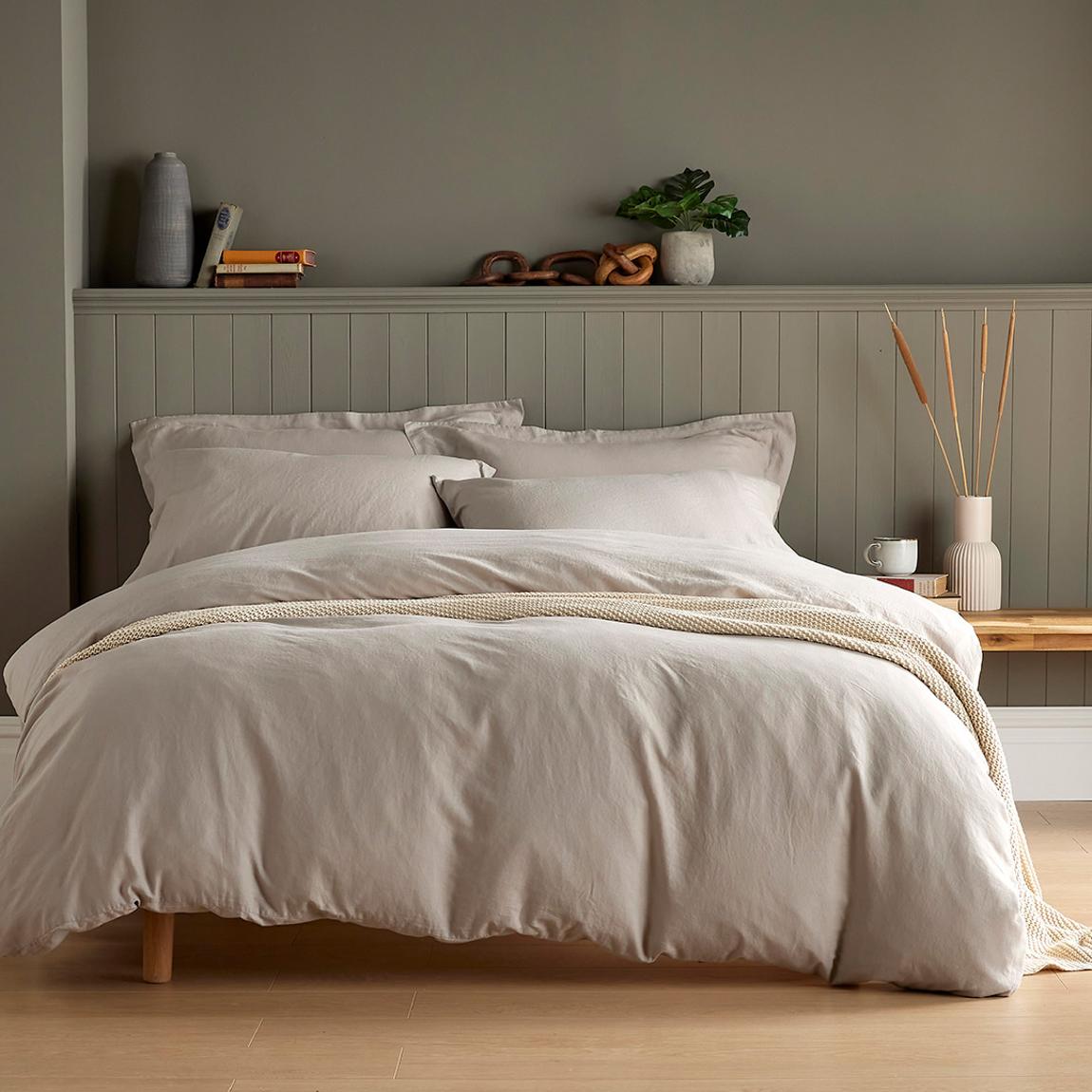 Linen Blend Double Duvet Cover, Stone main product photo