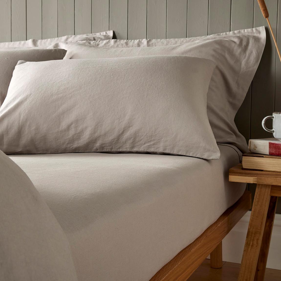 Linen Blend Superking Fitted Sheet, Stone main product photo