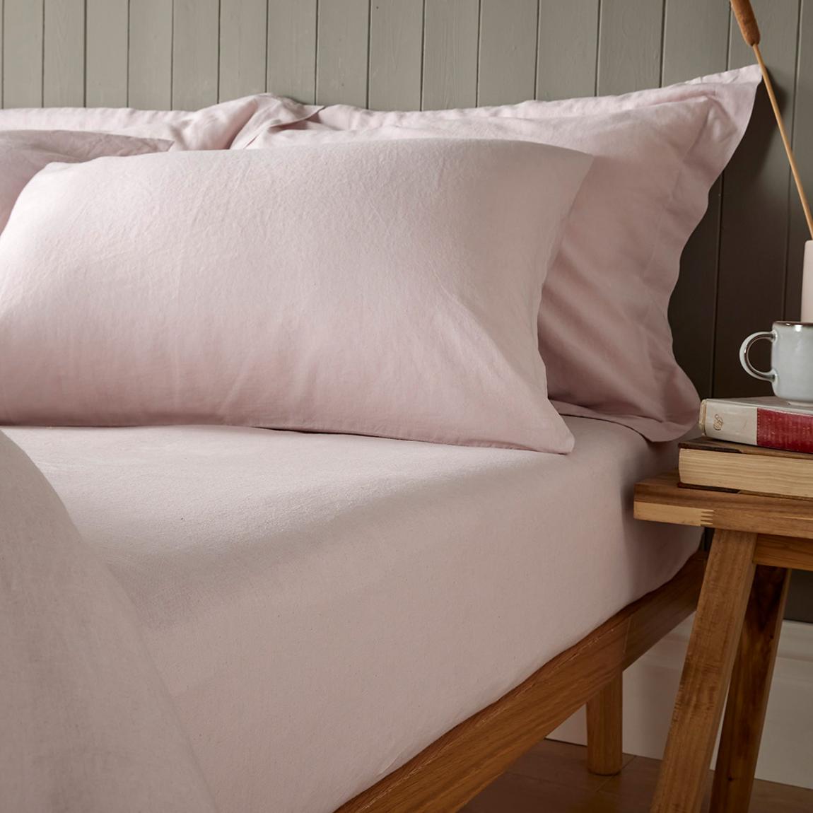Linen Blend Superking Fitted Sheet, Rose main product photo