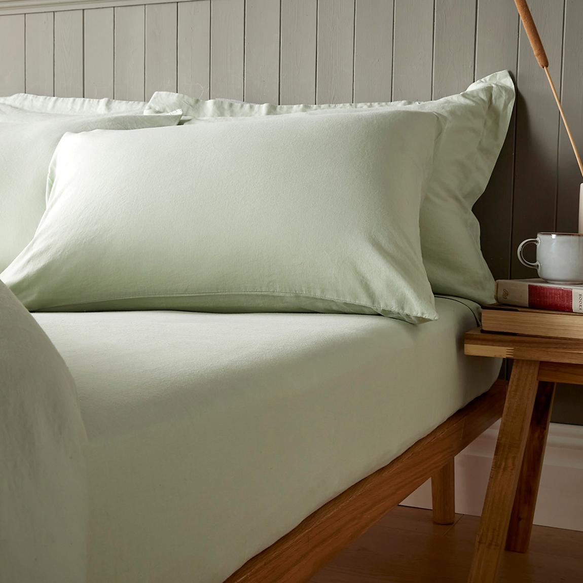 Linen Blend Superking Fitted Sheet, Duck Egg main product photo