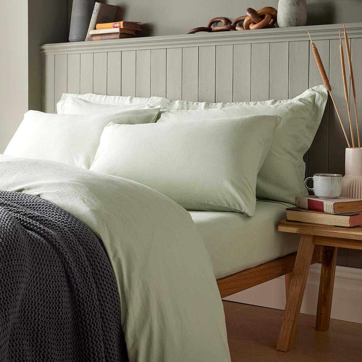 Linen Blend Pair of Housewife Pillowcases, Duck Egg main product photo