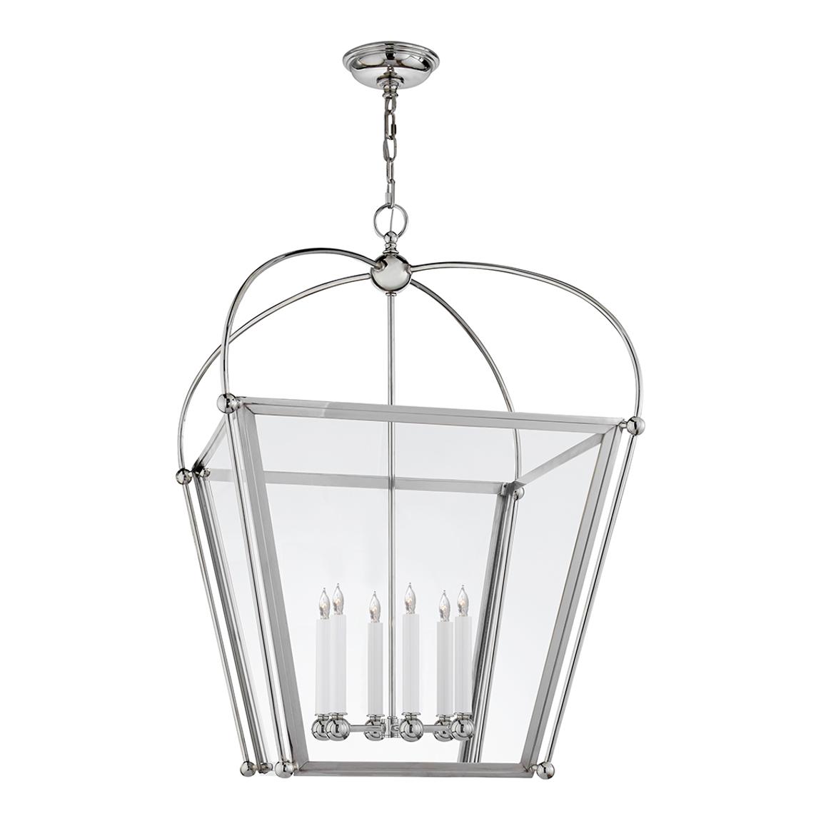 Riverside Large Square Lantern in Polished Nickel with Clear Glass main product photo