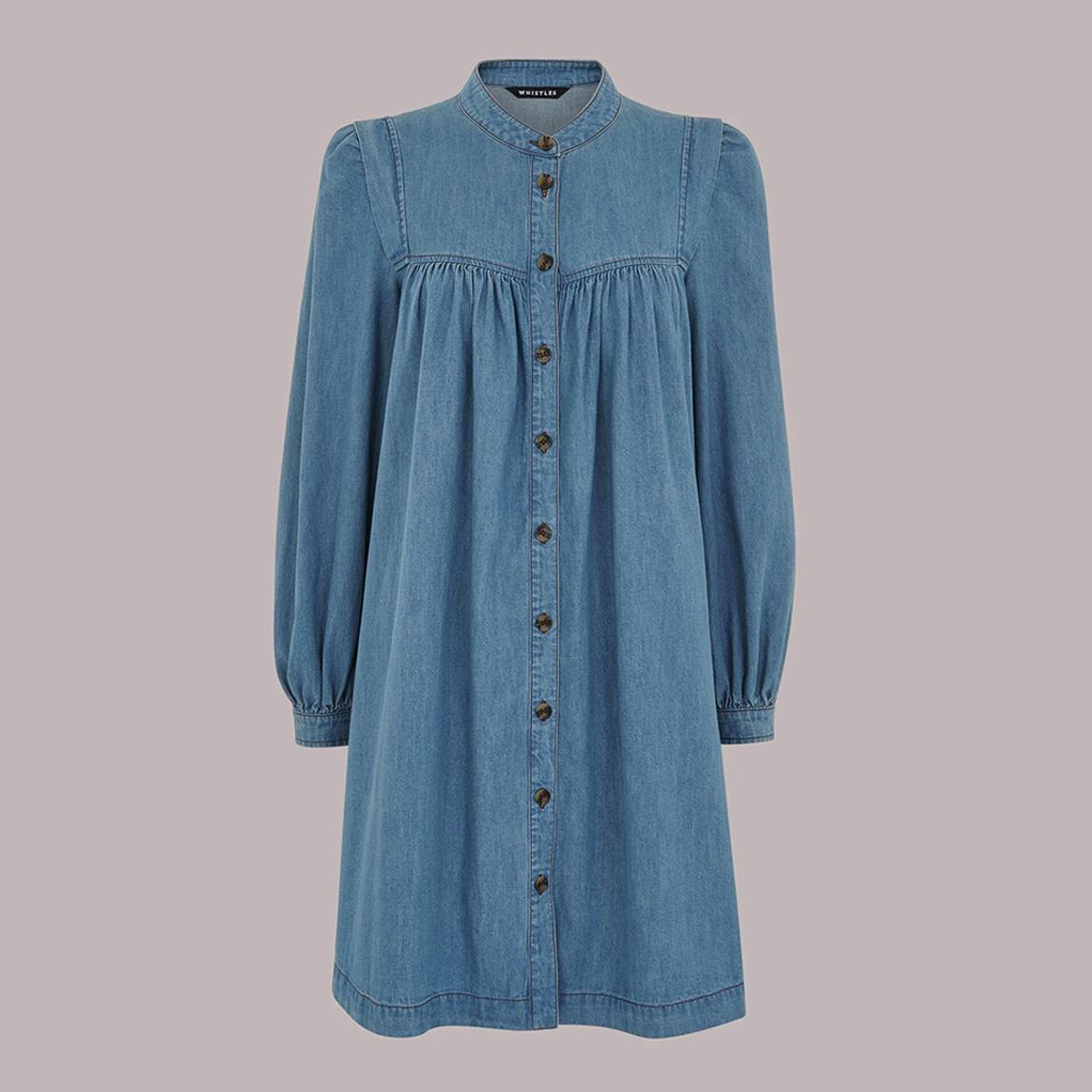 Blue Chambray Denim Trapeze Dress main product photo