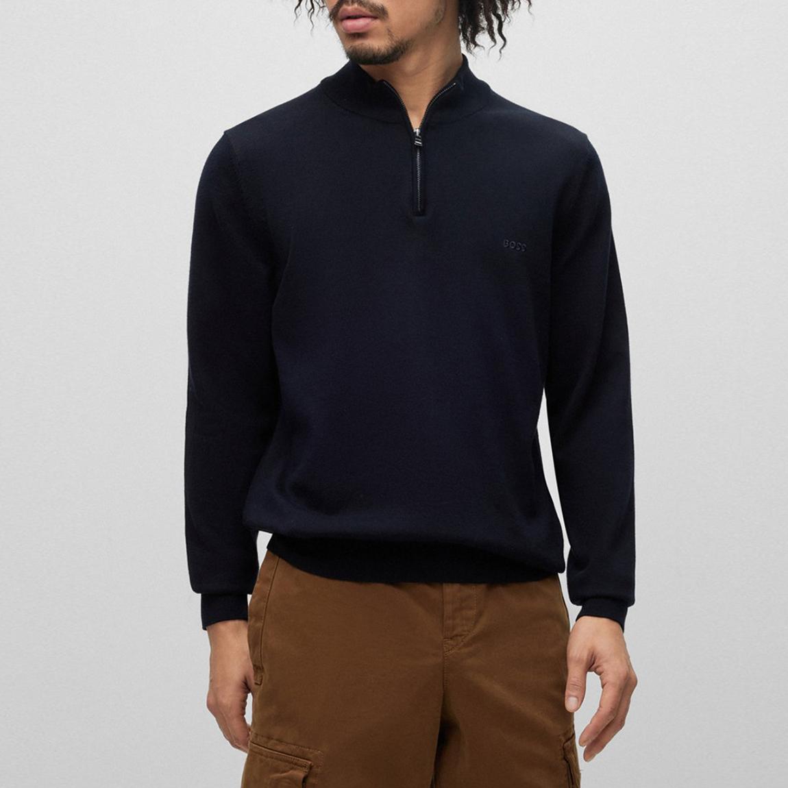 Dark Blue Padro Cotton Half Zip Jumper main product photo