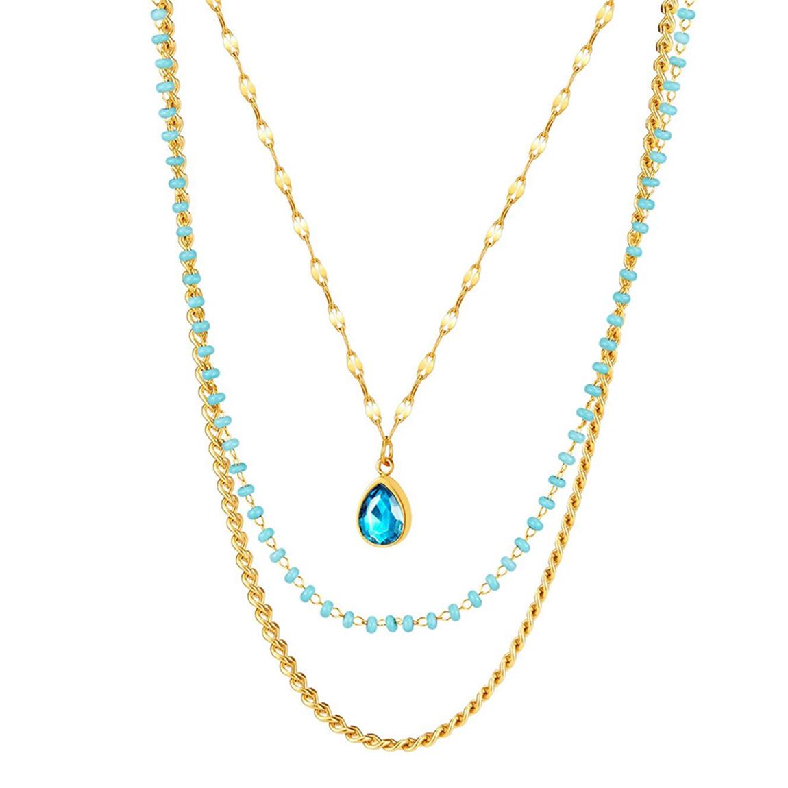 18K Gold Blue Layer Pear Drop Necklace main product photo