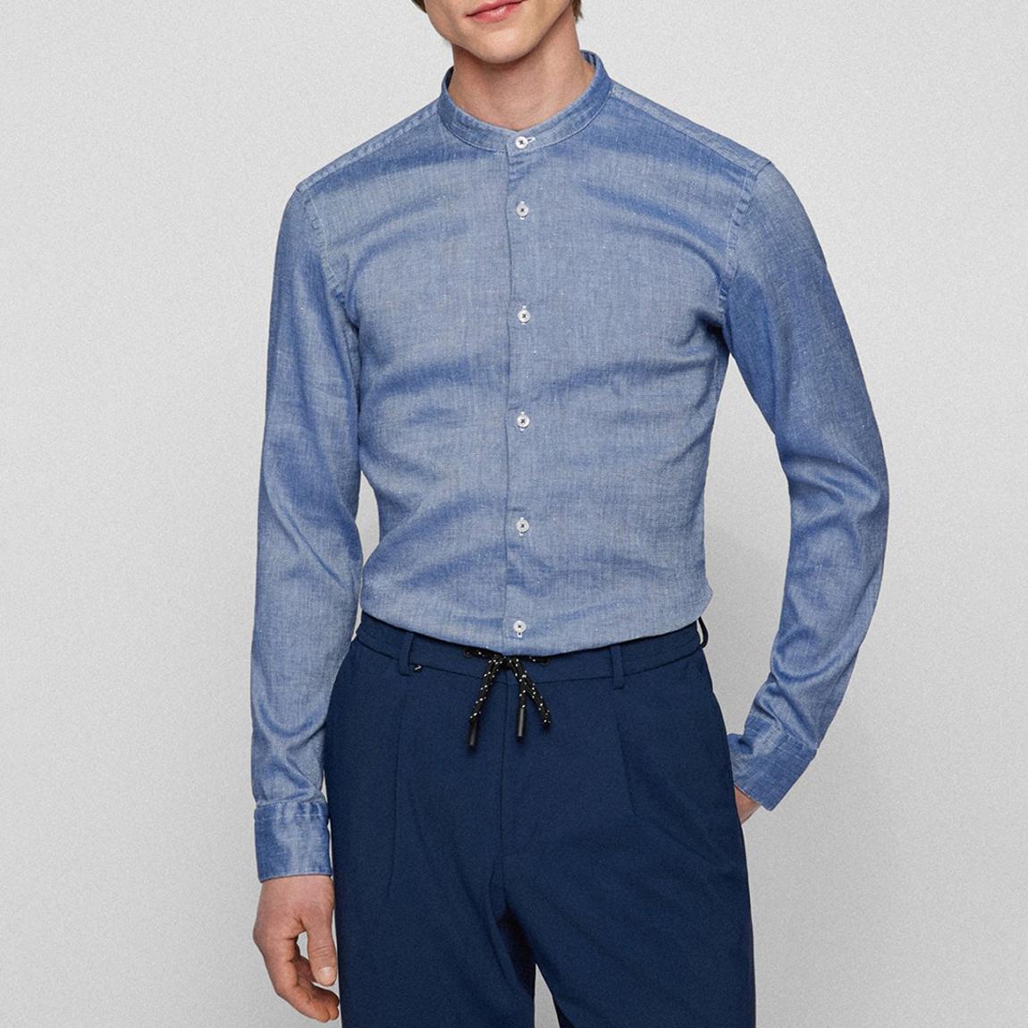 Blue Hank Cotton Blend Shirt main product photo