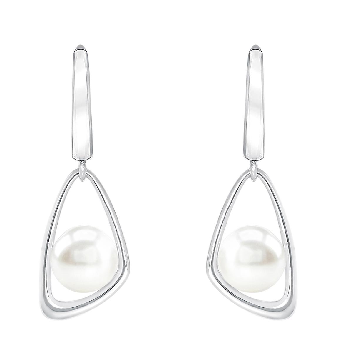 White and Silver Freshwater Pearl Drop Earrings main product photo
