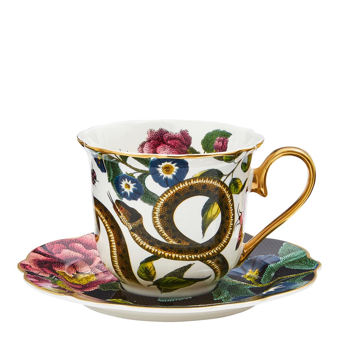 Snake & Black Teacup & Saucer main product photo