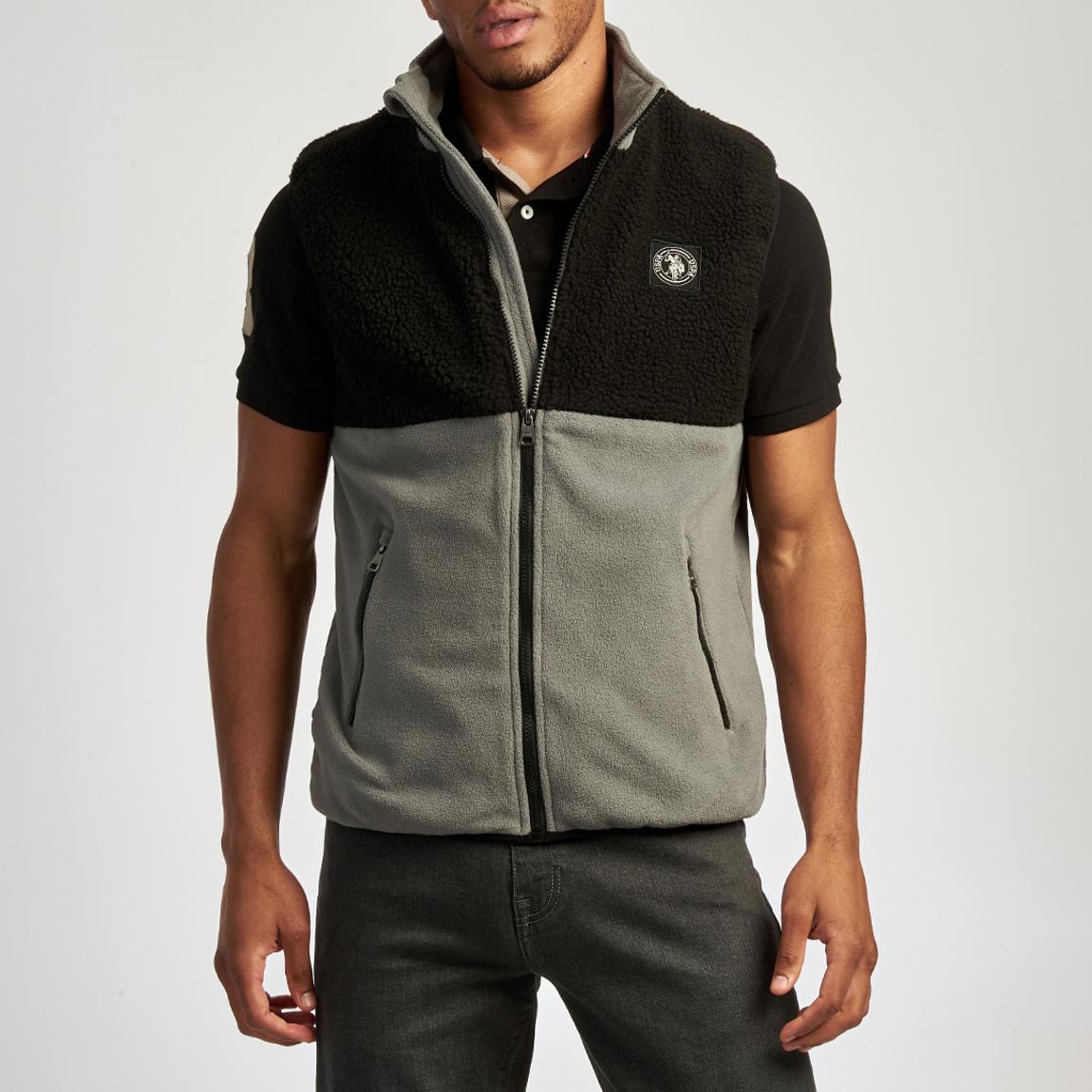 Black Colour Block Borg Gilet main product photo