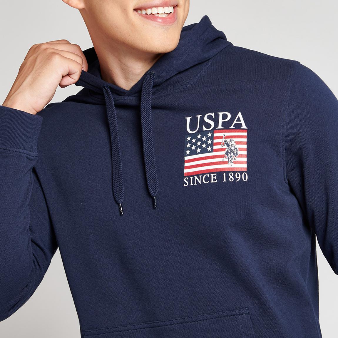 Navy Square Logo Cotton Hoodie main product photo