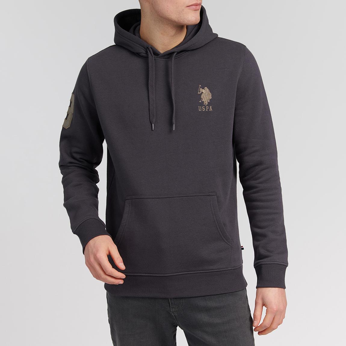 Charcoal Patch Design Cotton Blend Hoodie main product photo