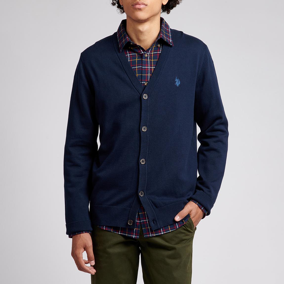 Navy Cotton V-Neck Cardigan main product photo