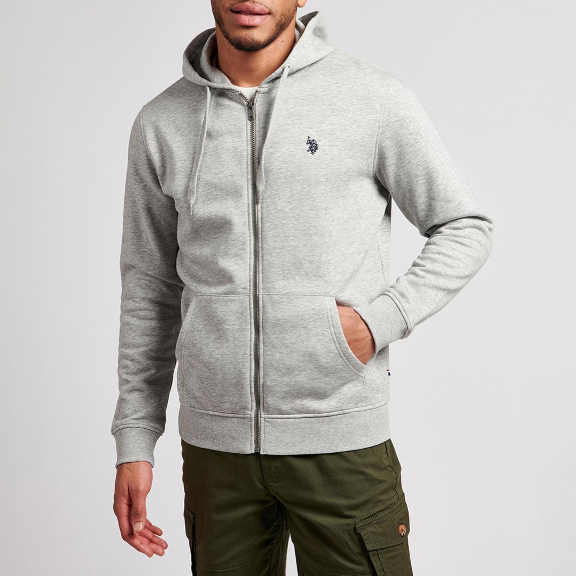 Grey Cotton Blend Zipped Hoodie main product photo