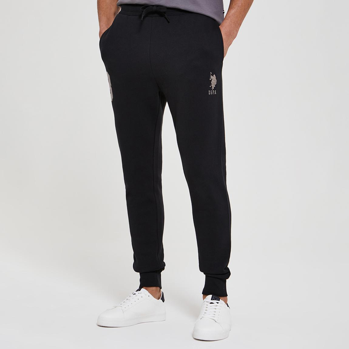 Black Cuffed Hem Cotton Blend Joggers main product photo