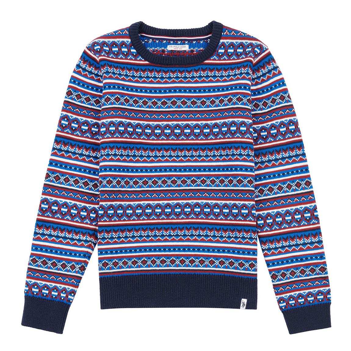 Younger Boy's Navy Intarsia Cotton Jumper main product photo