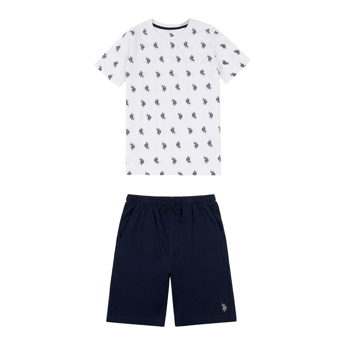 Boy's Navy/White Cotton T-Shirt and Shorts Set main product photo