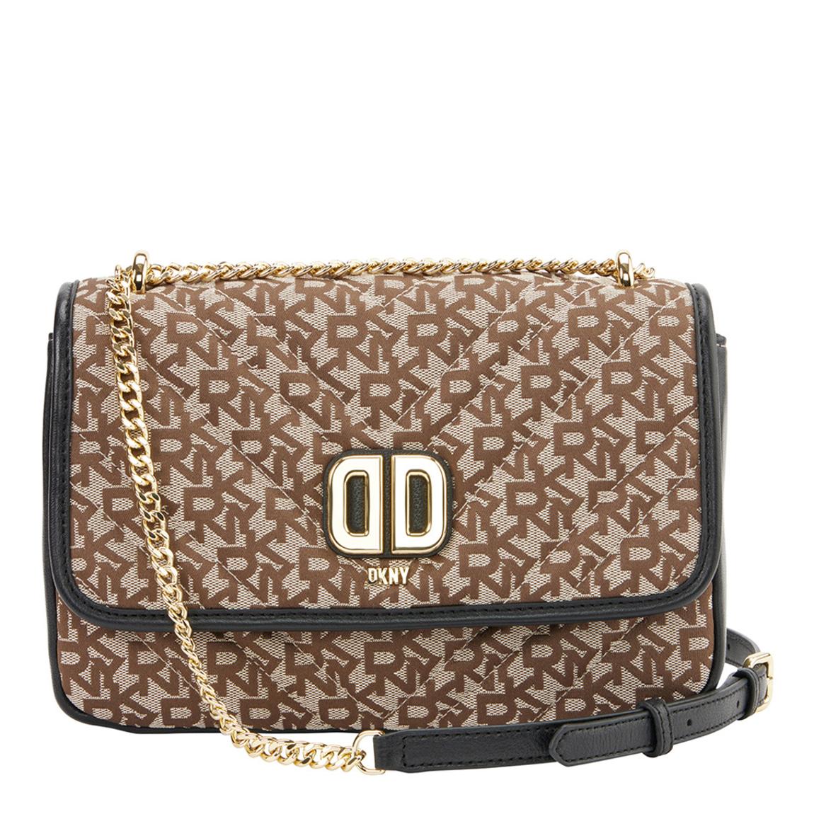 Chino Black Delphine Medium Flap Crossbody Bag With Chain Strap main product photo
