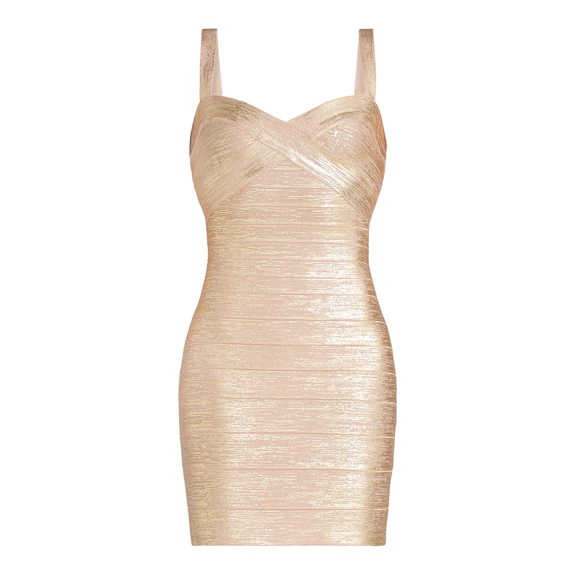 Herve Leger Gold Strappy Bandage Dress - BrandAlley Herve Leger Gold Strappy Bandage Dress - BrandAlley