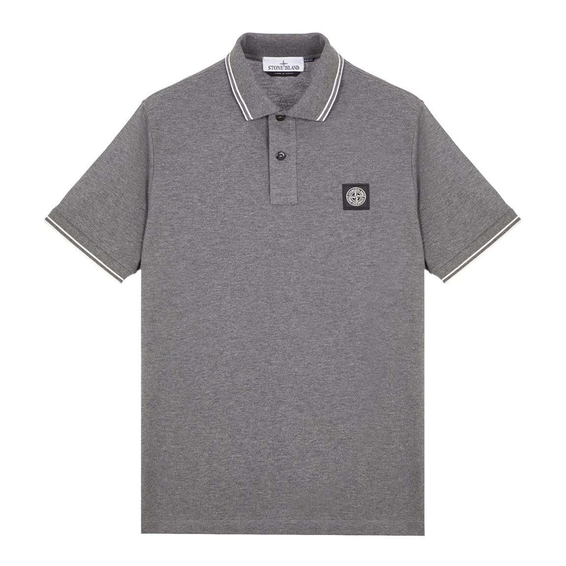 Grey Contrast Trims Cotton Blend Polo Shirt main product photo