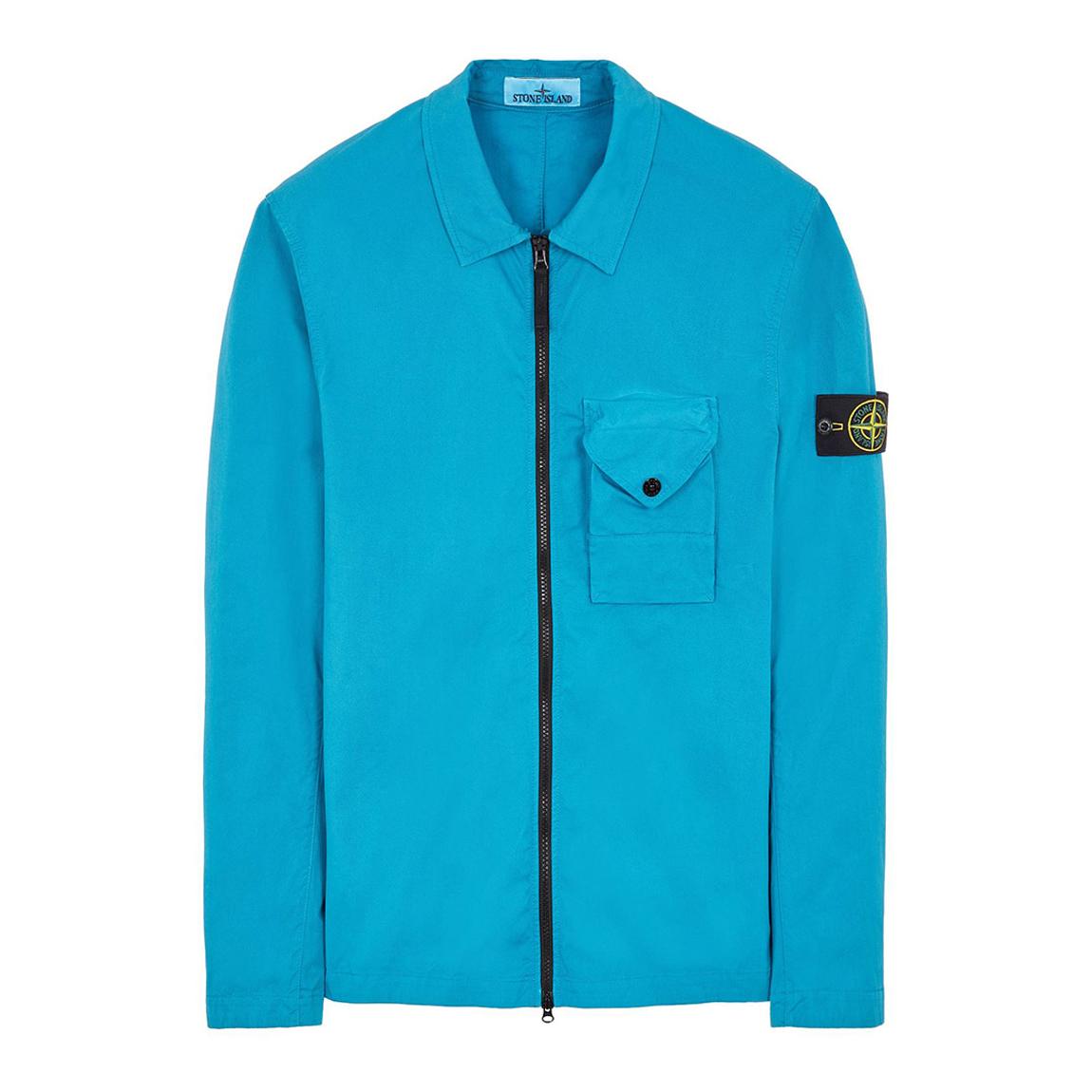 Blue Garment Dyed Cotton Blend Overshirt main product photo