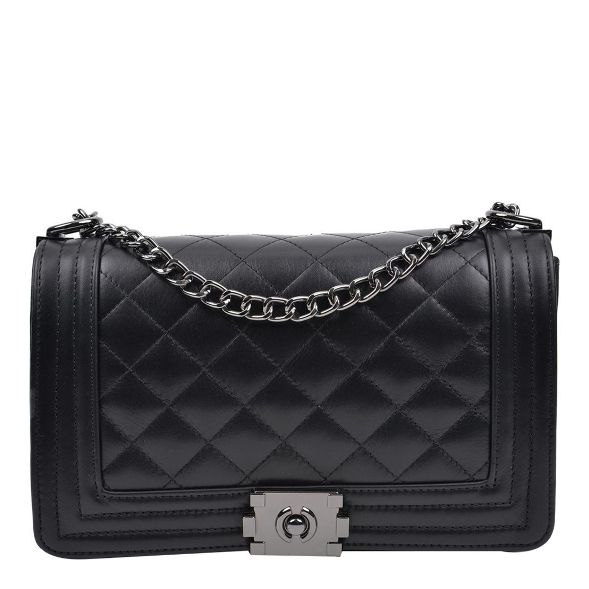 Black Leather Shoulder Bag main product photo