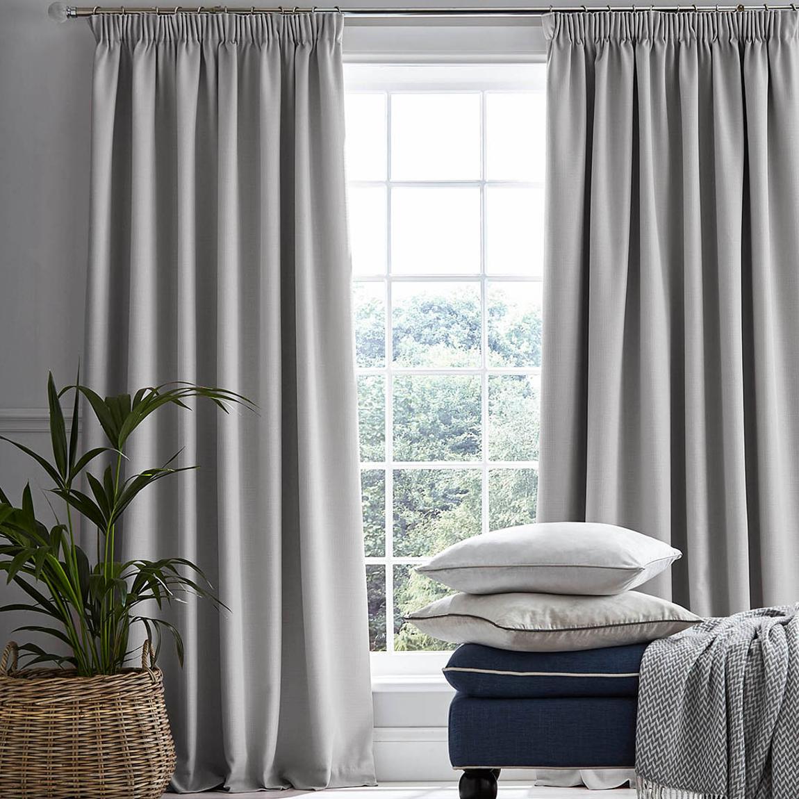 Stephanie 162x182cm Header Tape Black Out Curtains, Steel main product photo
