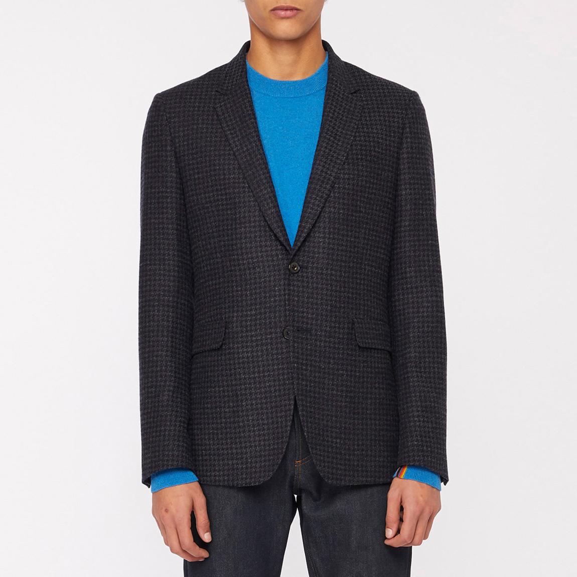 Navy Slim Fit Wool Blend Check Blazer main product photo