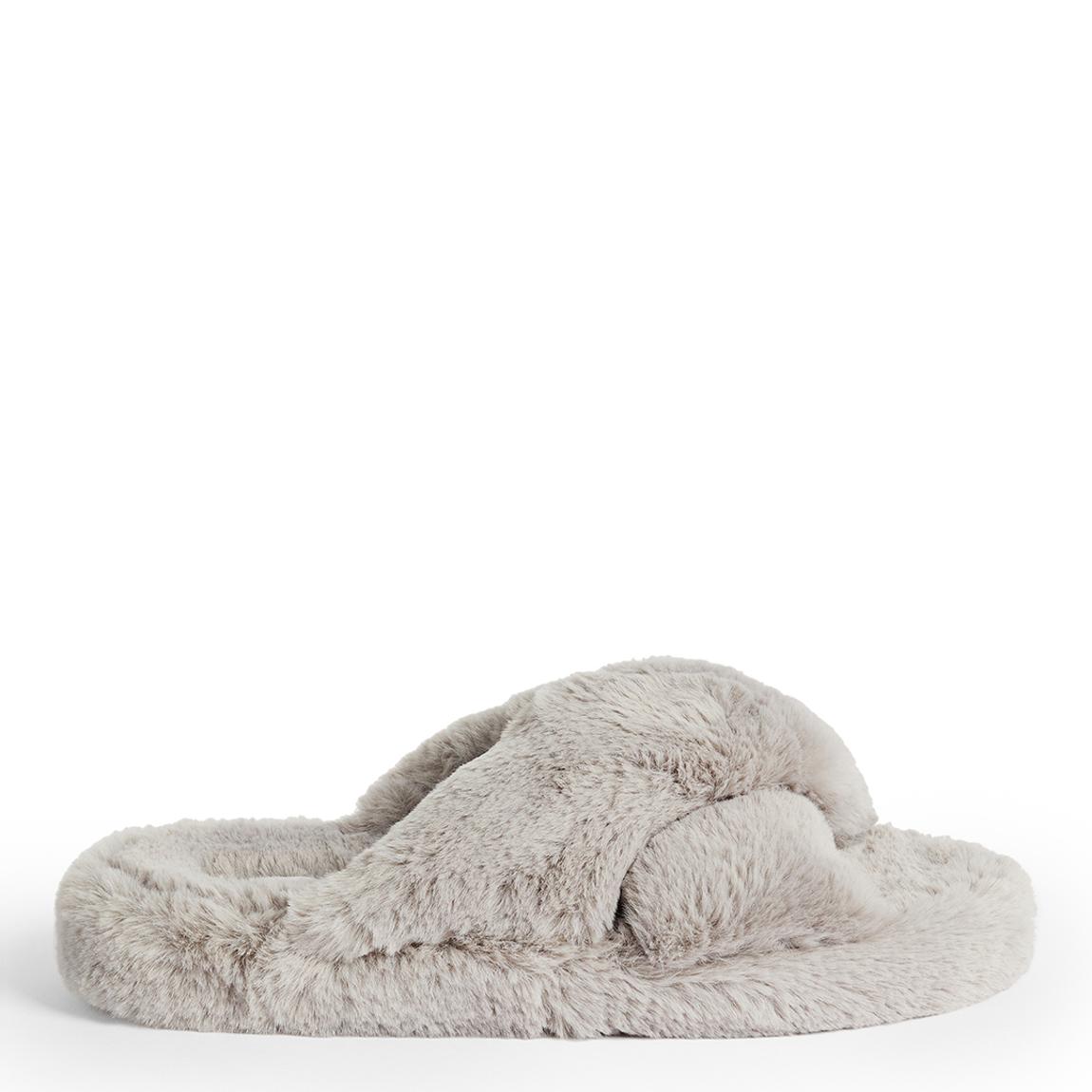 Grey Lopply Faux Fur Cross Over Slipper main product photo