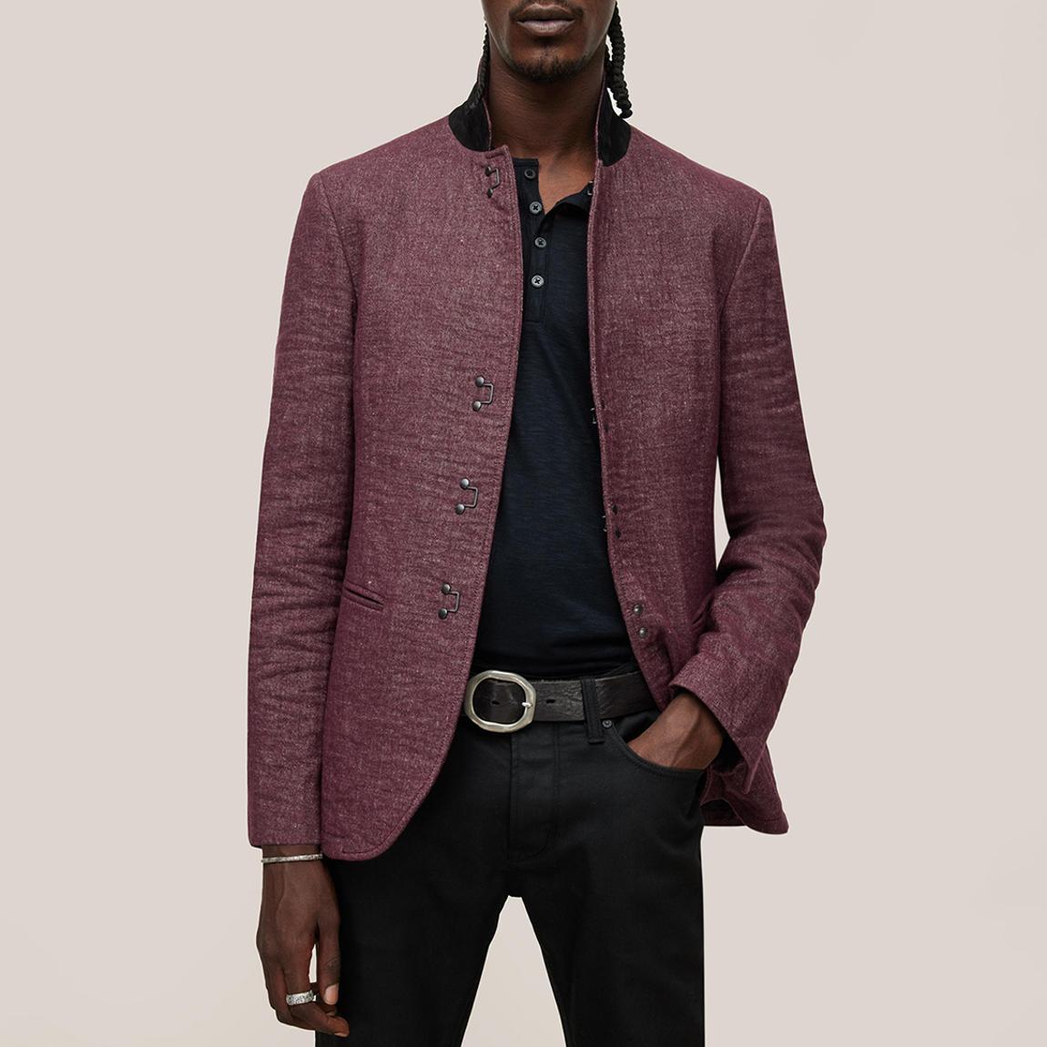 Burgundy Slim Fit Notch Lapel Wool Blend Jacket main product photo