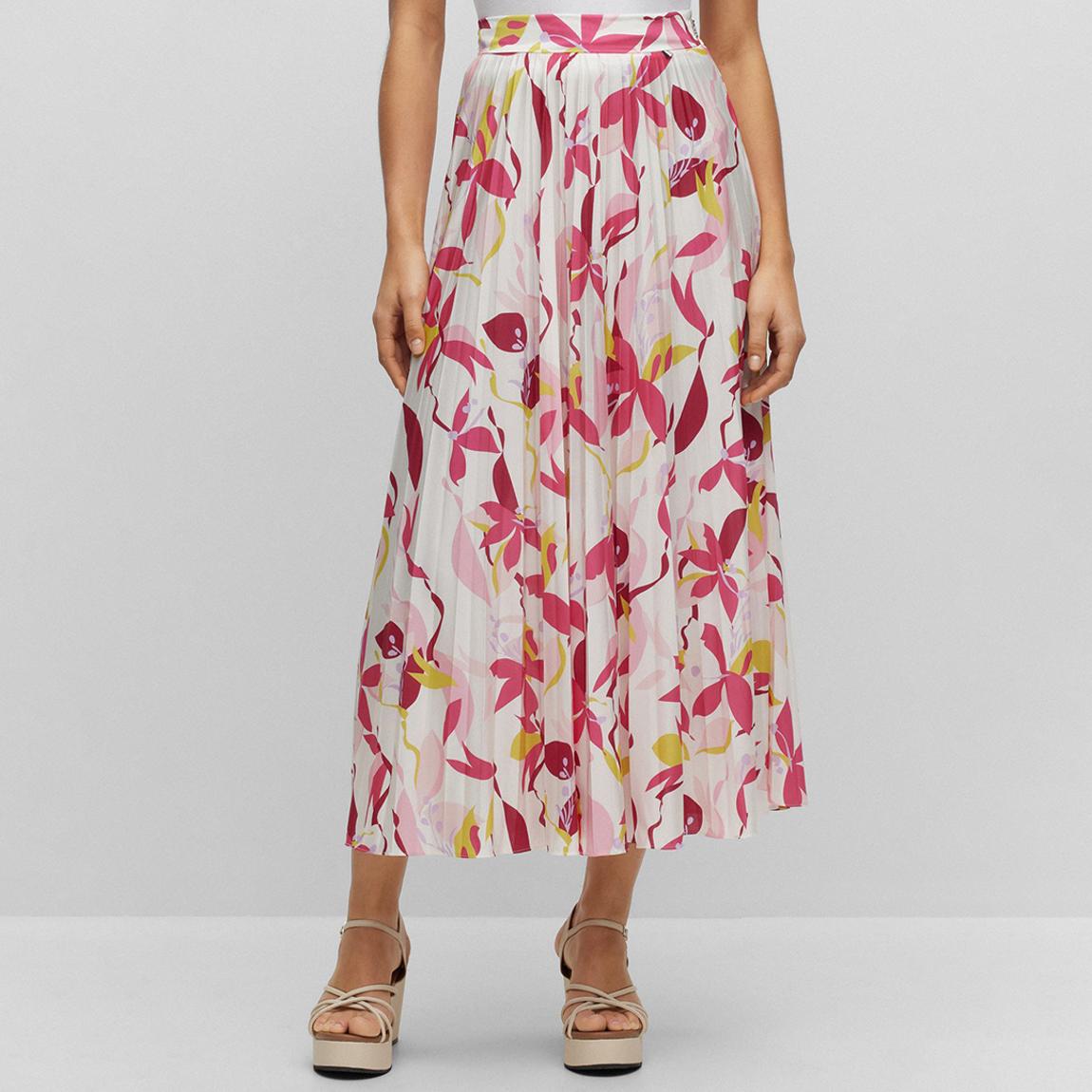 White/Pink Erikes Printed Midi Skirt main product photo