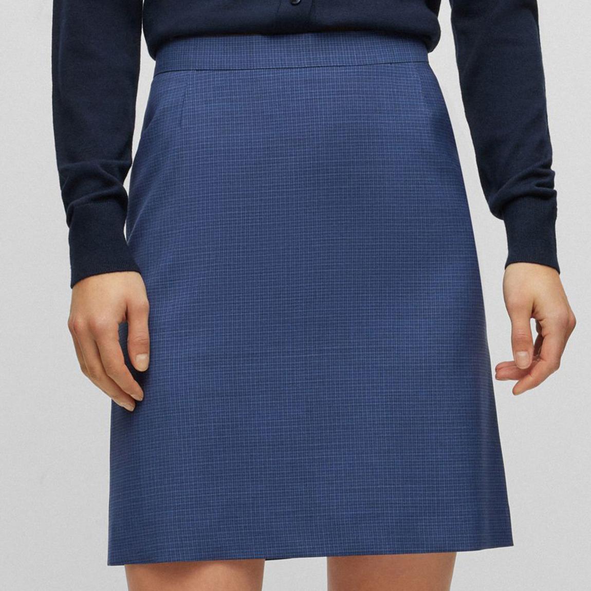 Navy Vomila Check Wool Mini Skirt main product photo
