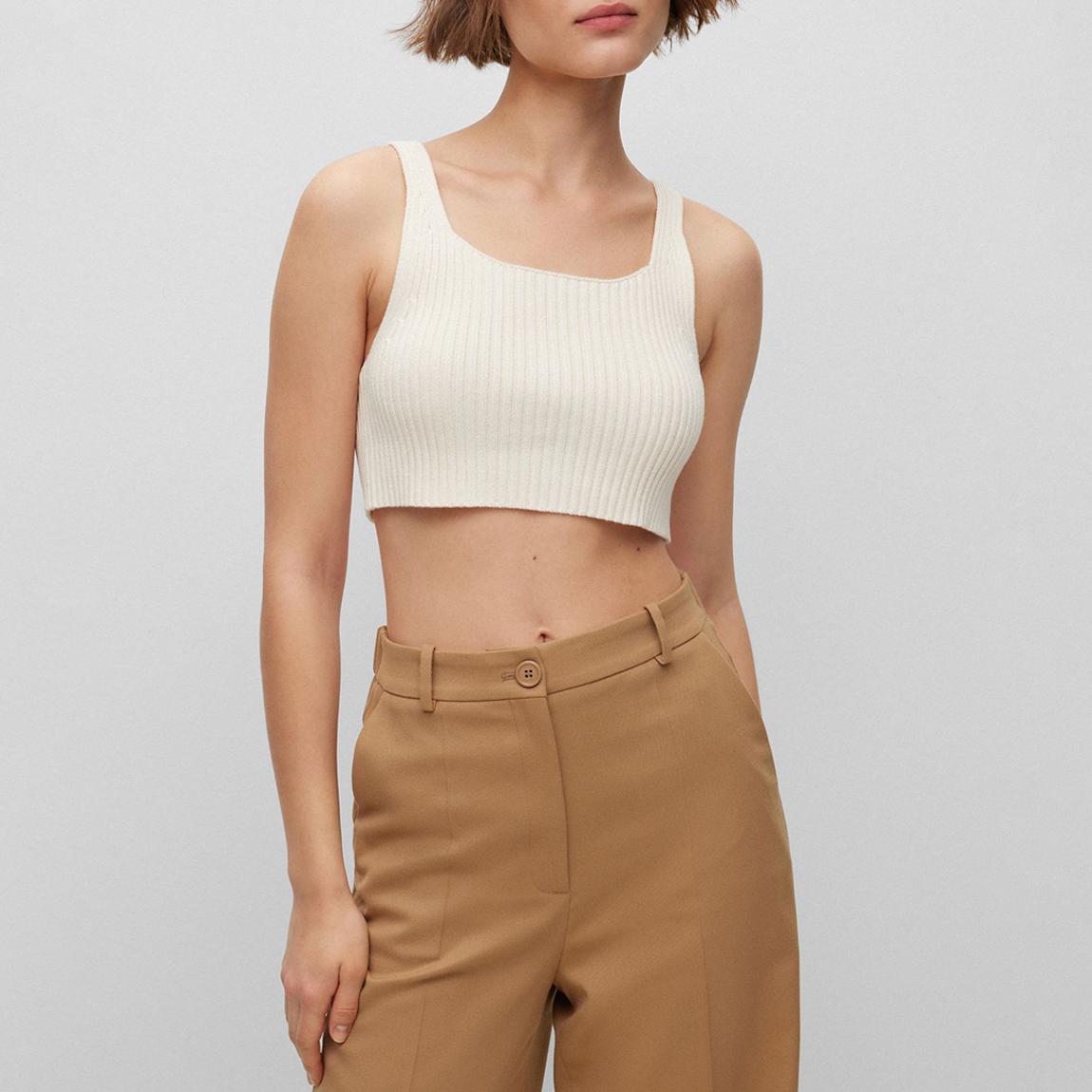 White Fasinasa Cotton Cropped Tank Top main product photo