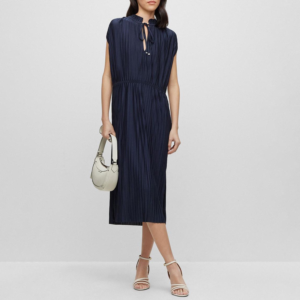 Dark Blue Emals Pleated Midi Dress main product photo