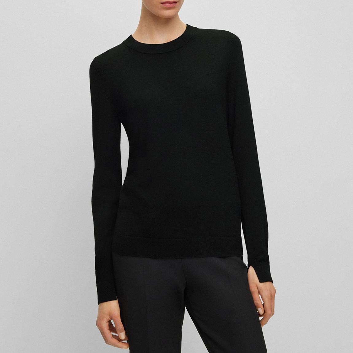 Black Feganas Wool Crew Neck Top main product photo