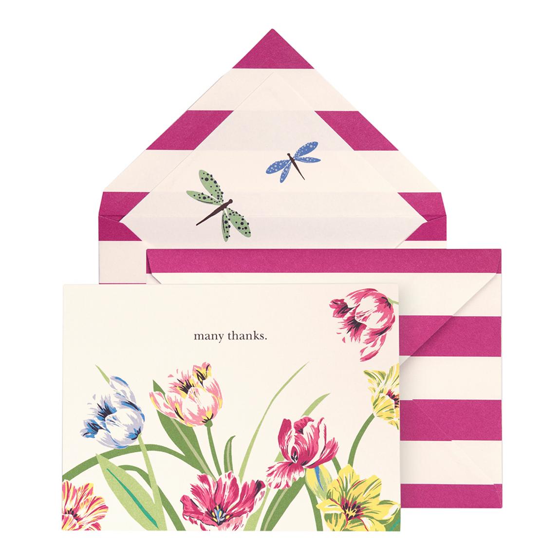Thank You Notecard Set, Dragonflies and Tulips main product photo