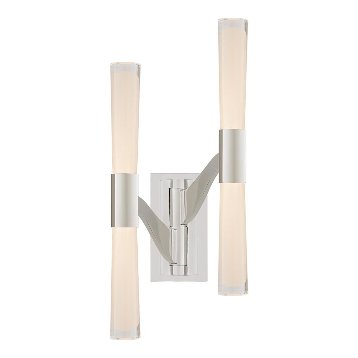 Brenta Large Double Articulating Sconce in Polished Nickel with White Glass main product photo