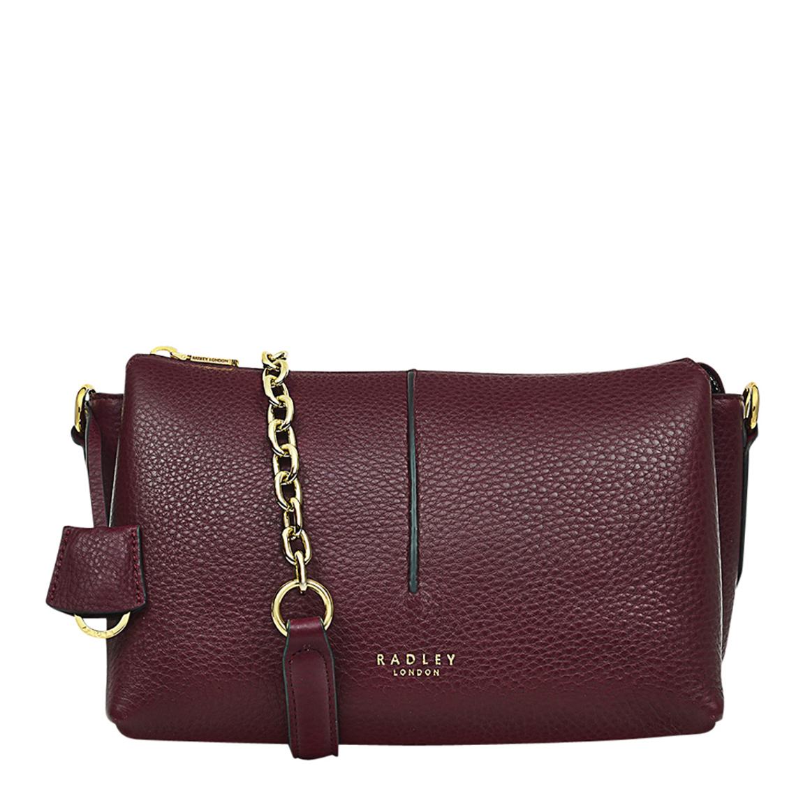 Dark Red Small Ziptop Crossbody Bag main product photo