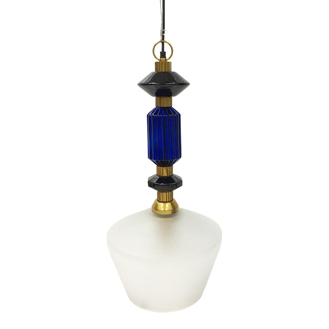 Alena Ink blue and frosted glass pendant E27 60W main product photo