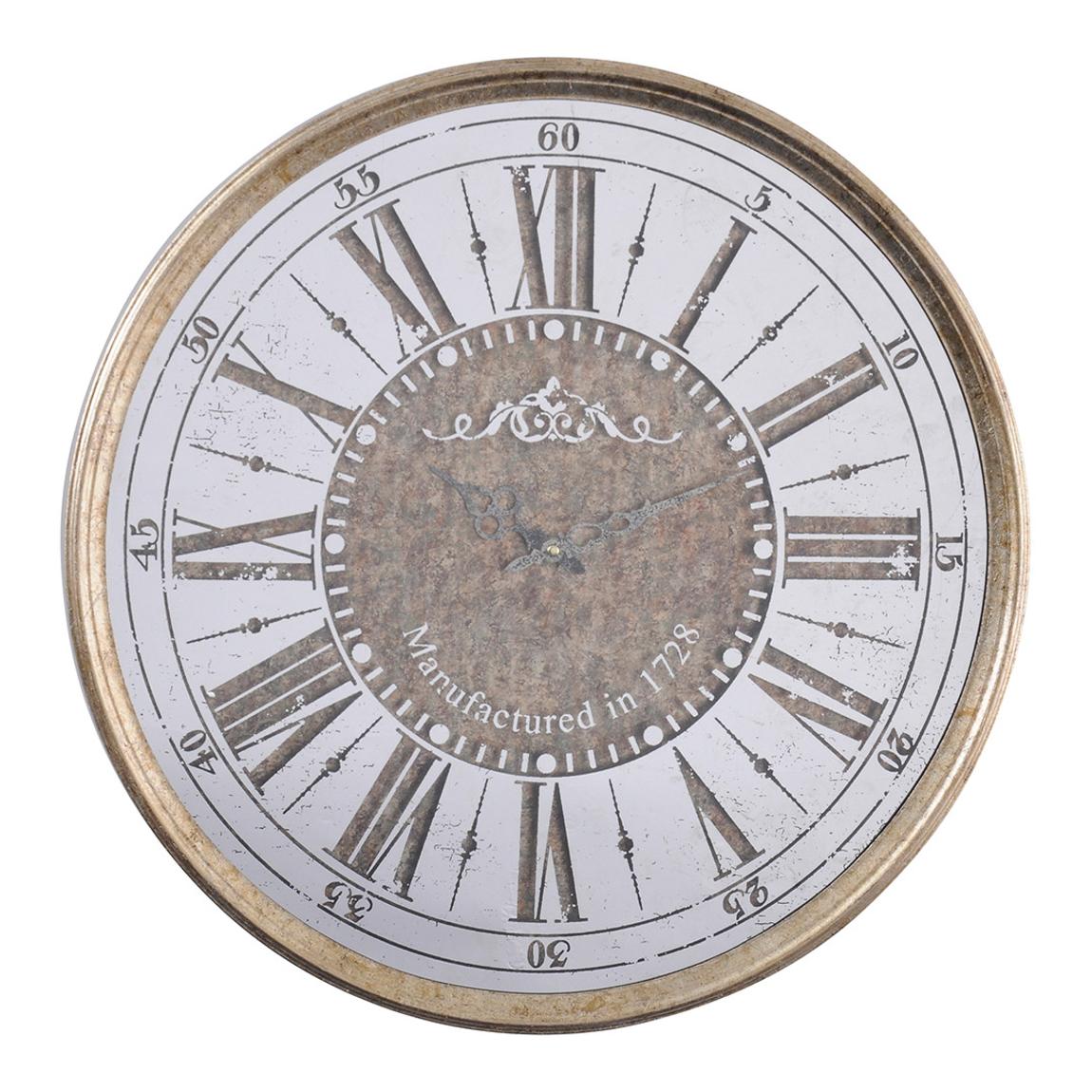 Vienna Antique Gold Round Mirrored Wall Clock main product photo